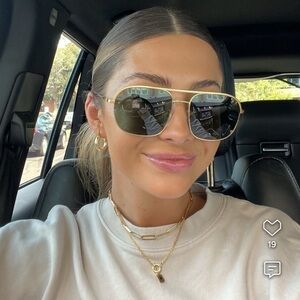 Gold Hoop Earrings and Necklace Set